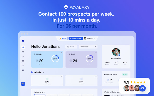Waalaxy - Prospect on LinkedIn + Email. chrome谷歌浏览器插件_扩展第1张截图