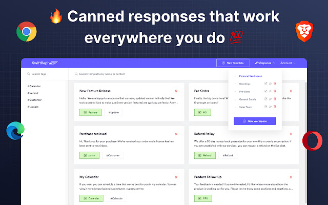 Swiftreply - Canned Responses Work Everywhere chrome谷歌浏览器插件_扩展第1张截图