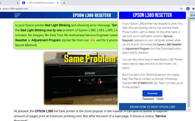 EPSON L380 RESETTER chrome谷歌浏览器插件_扩展第1张截图