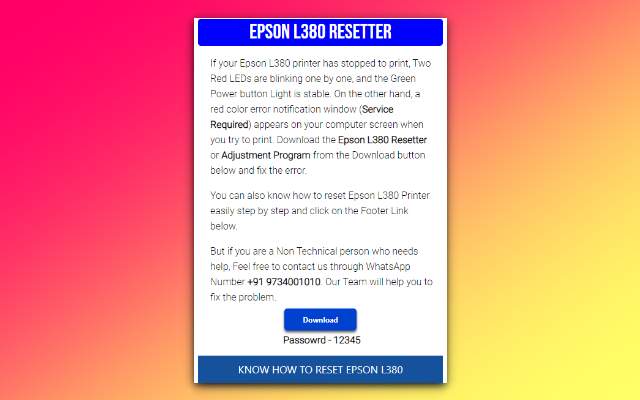 EPSON L380 RESETTER chrome谷歌浏览器插件_扩展第2张截图