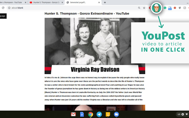 YouPost - video to article converter chrome谷歌浏览器插件_扩展第3张截图