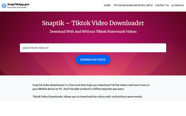 Snaptik - Tiktok Video Downloader chrome谷歌浏览器插件_扩展第1张截图