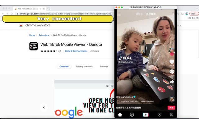 Web TikTok Mobile Viewer - Denote chrome谷歌浏览器插件_扩展第2张截图
