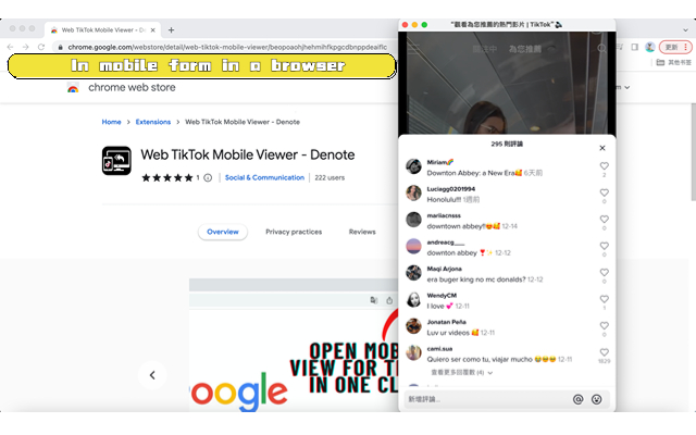 Web TikTok Mobile Viewer - Denote chrome谷歌浏览器插件_扩展第4张截图