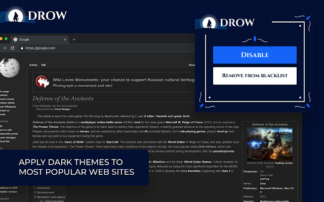 Drow Dark theme chrome谷歌浏览器插件_扩展第1张截图