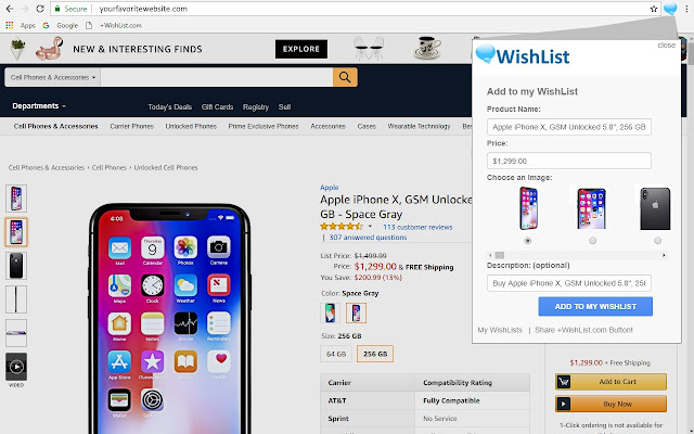 Add to WishList.com Button chrome谷歌浏览器插件_扩展第1张截图