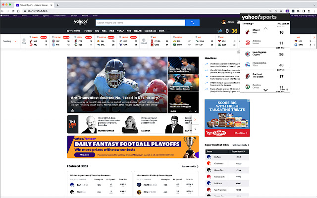Yahoo Sports OneClick chrome谷歌浏览器插件_扩展第1张截图