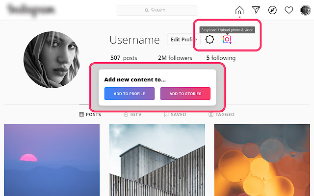 EasyLoad. Upload Video & Photo for Instagram chrome谷歌浏览器插件_扩展第1张截图