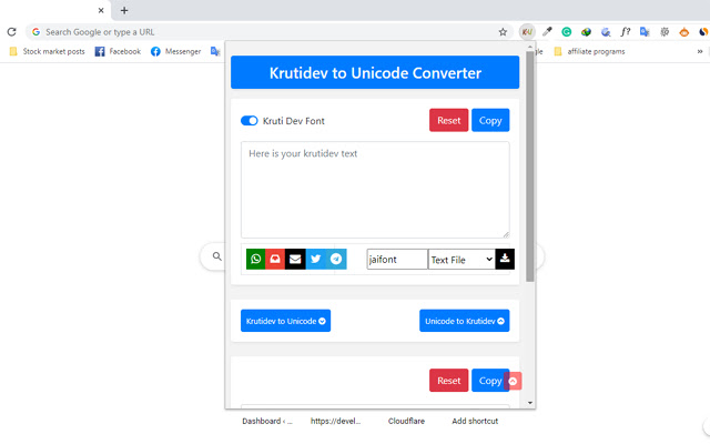 Krutidev To Unicode Converter chrome谷歌浏览器插件_扩展第1张截图