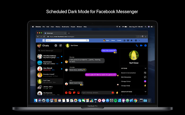 Messenger Black: Scheduled Dark Mode chrome谷歌浏览器插件_扩展第1张截图