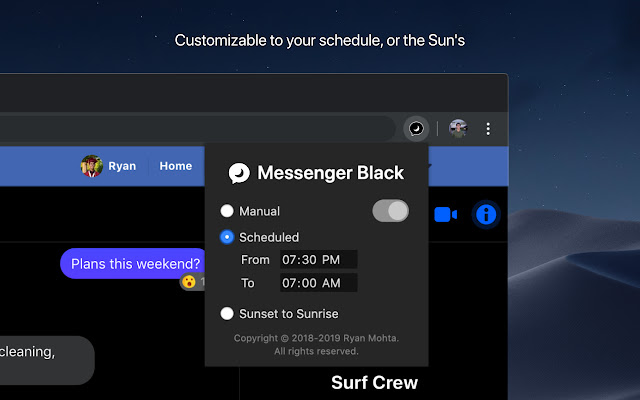 Messenger Black: Scheduled Dark Mode chrome谷歌浏览器插件_扩展第2张截图