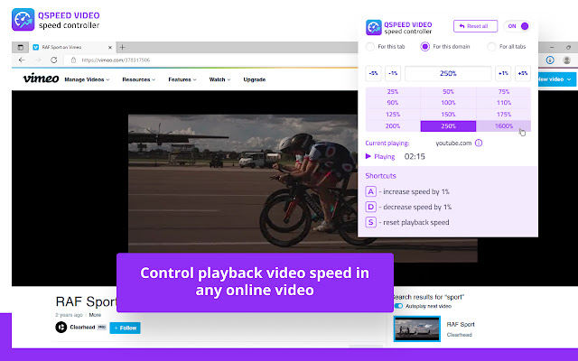 Qspeed Video Speed Controller chrome谷歌浏览器插件_扩展第1张截图