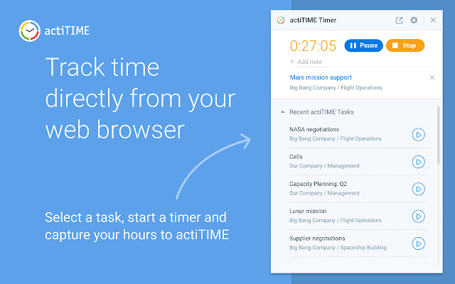 actiTIME Time Tracking & Project Management chrome谷歌浏览器插件_扩展第1张截图