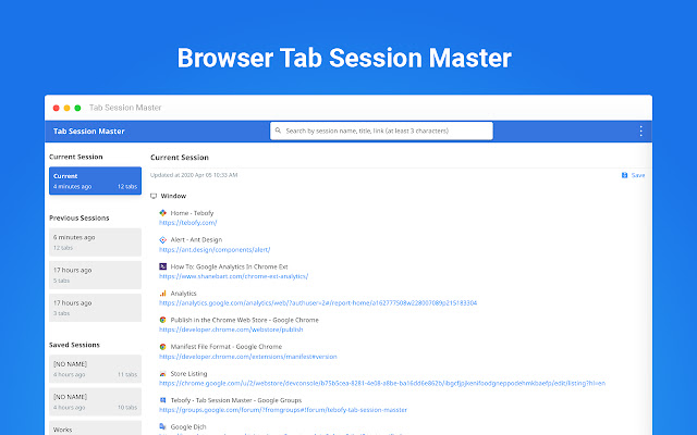 Tab Session Master chrome谷歌浏览器插件_扩展第1张截图