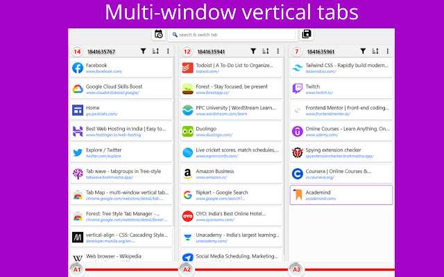 tabWindow - multi window vertical tabs chrome谷歌浏览器插件_扩展第1张截图