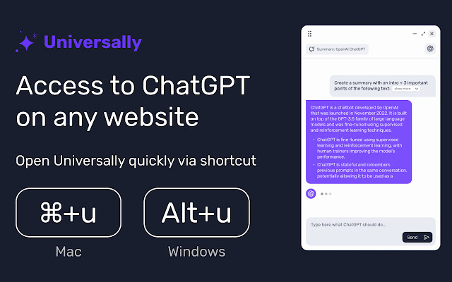 Universally - ChatGPT on any website chrome谷歌浏览器插件_扩展第1张截图