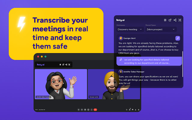 Noty: Google Meet Transcription & Zoom chrome谷歌浏览器插件_扩展第1张截图