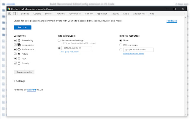 webhint chrome谷歌浏览器插件_扩展第1张截图