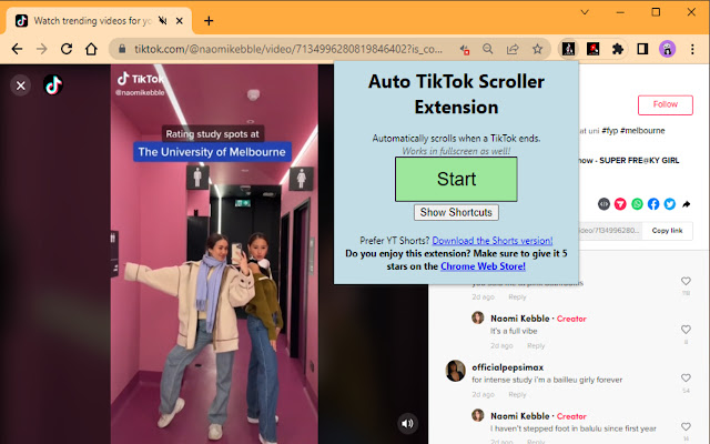 Auto TikTok Scroller chrome谷歌浏览器插件_扩展第2张截图