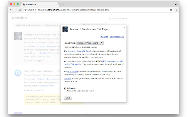 Himawari 8 Satellite New Tab Page chrome谷歌浏览器插件_扩展第5张截图