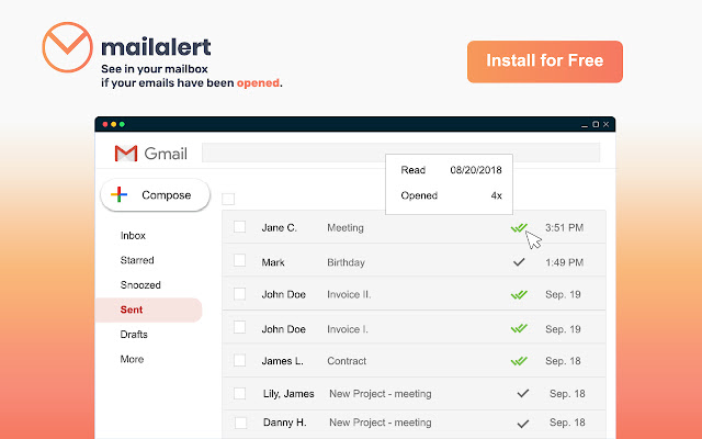 Free Email Tracking for Gmail - Mailalert chrome谷歌浏览器插件_扩展第1张截图
