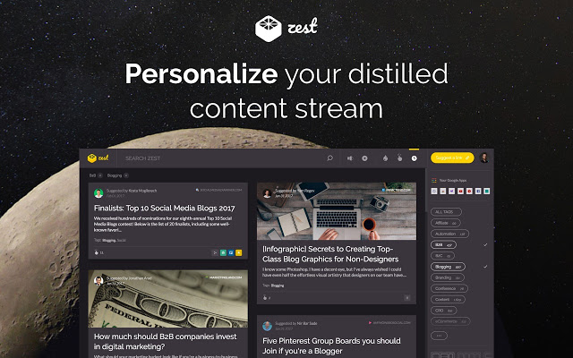 Zest - New Tab for Marketing Content chrome谷歌浏览器插件_扩展第1张截图