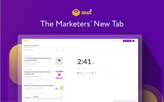 Zest - New Tab for Marketing Content chrome谷歌浏览器插件_扩展第2张截图