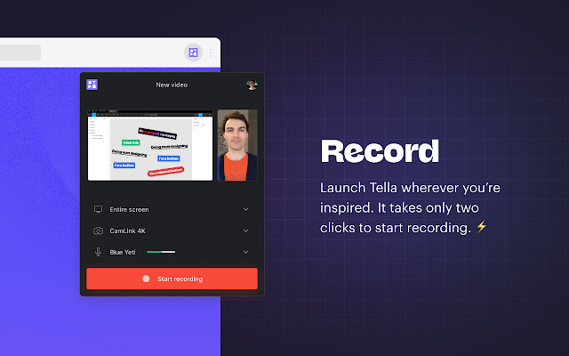 Tella for Chrome - Screen and Camera Recorder chrome谷歌浏览器插件_扩展第1张截图