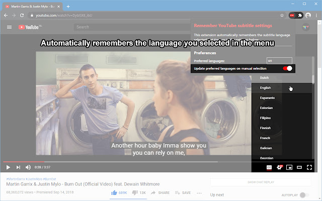 Remember YouTube subtitle settings chrome谷歌浏览器插件_扩展第2张截图