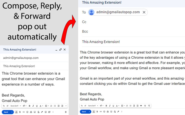 Gmail Auto Pop Out Reply Forward Show CC BCC chrome谷歌浏览器插件_扩展第1张截图
