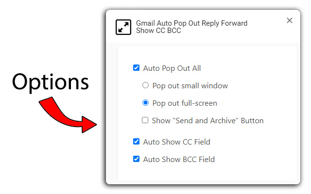 Gmail Auto Pop Out Reply Forward Show CC BCC chrome谷歌浏览器插件_扩展第4张截图
