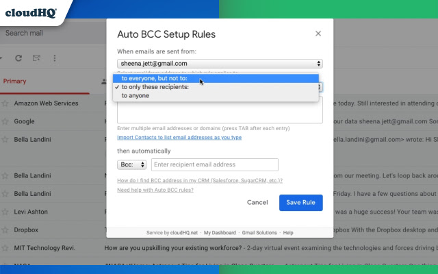 Auto BCC for Gmail by cloudHQ chrome谷歌浏览器插件_扩展第2张截图