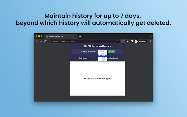 Off The Record History chrome谷歌浏览器插件_扩展第1张截图