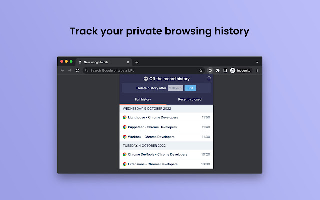 Off The Record History chrome谷歌浏览器插件_扩展第2张截图