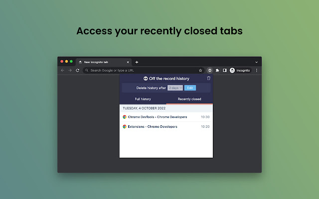Off The Record History chrome谷歌浏览器插件_扩展第3张截图