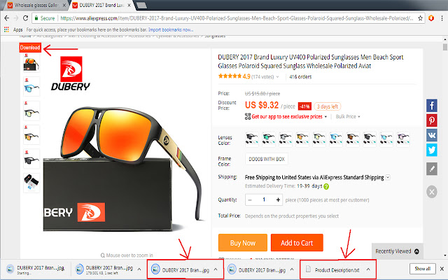 Aliexpress images & description Downloader chrome谷歌浏览器插件_扩展第2张截图