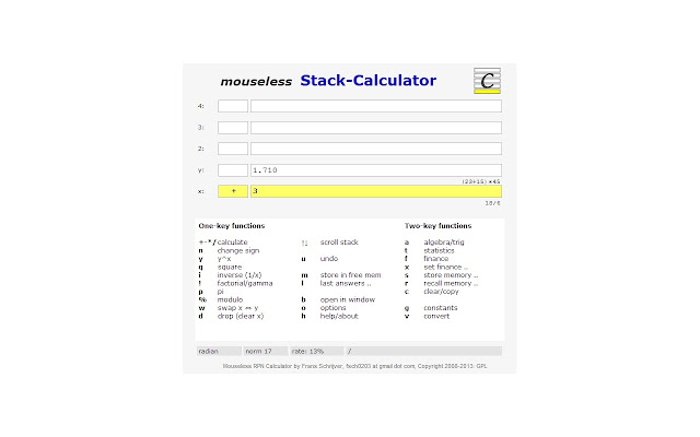 Mouseless Stack-Calculator Ext chrome谷歌浏览器插件_扩展第1张截图