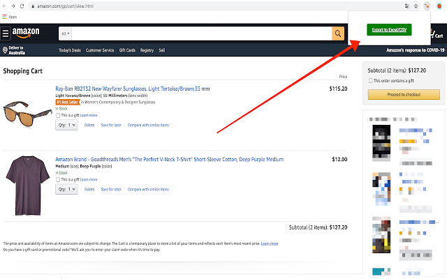 Amazon cart exporter chrome谷歌浏览器插件_扩展第1张截图