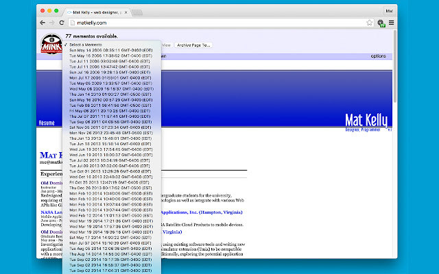 Mink - Integrate Live & Archived Web +Memento chrome谷歌浏览器插件_扩展第2张截图