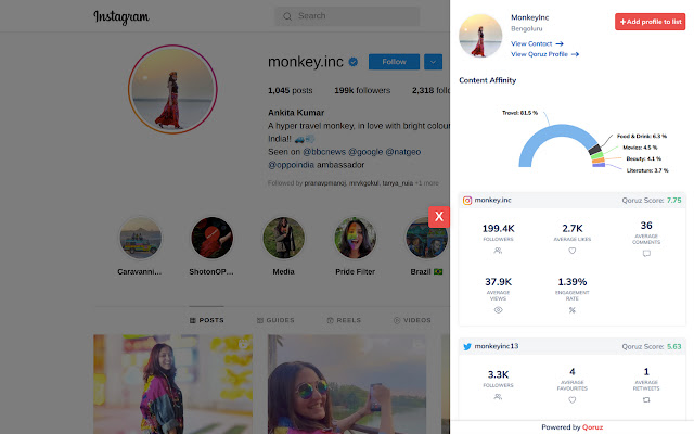 Qoruz - Influencer Discovery & Outreach Tool chrome谷歌浏览器插件_扩展第1张截图