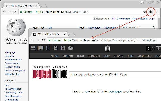 Wayback Machine Lookup chrome谷歌浏览器插件_扩展第1张截图