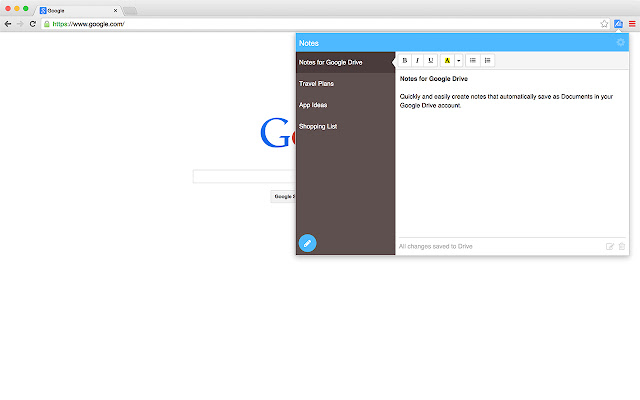 Notes for Google Drive chrome谷歌浏览器插件_扩展第1张截图