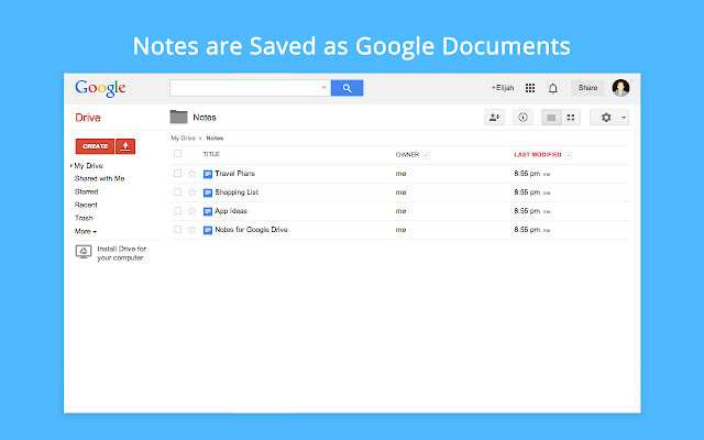 Notes for Google Drive chrome谷歌浏览器插件_扩展第2张截图
