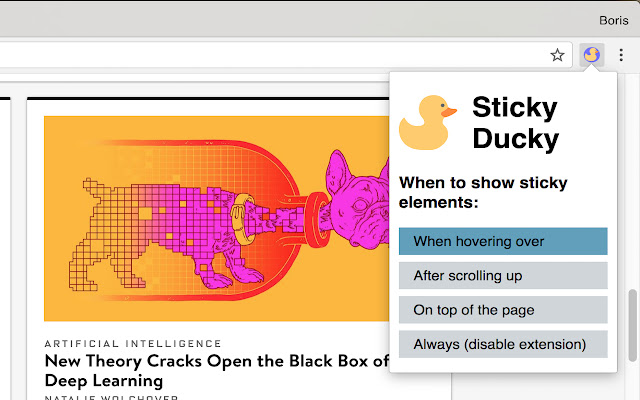 Sticky Ducky chrome谷歌浏览器插件_扩展第1张截图