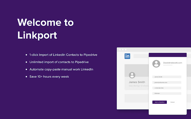 Free LinkedIn to Pipedrive importer chrome谷歌浏览器插件_扩展第1张截图