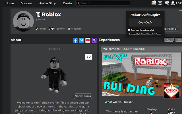 Roblox Outfit Copier chrome谷歌浏览器插件_扩展第1张截图