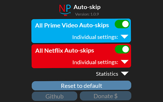 Netflix/Prime Auto-Skip chrome谷歌浏览器插件_扩展第3张截图