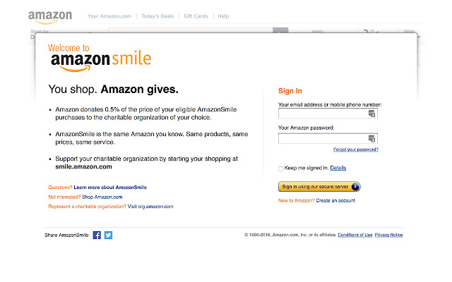 Amazon Smile Redirect chrome谷歌浏览器插件_扩展第1张截图