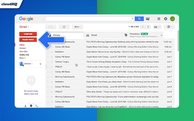Free Pause Gmail by cloudHQ chrome谷歌浏览器插件_扩展第2张截图