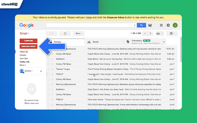Free Pause Gmail by cloudHQ chrome谷歌浏览器插件_扩展第4张截图